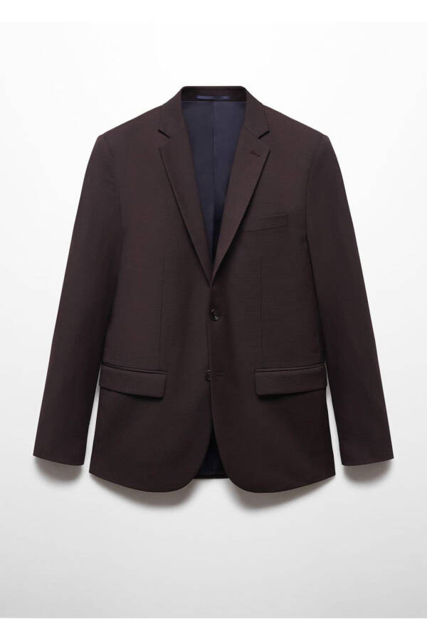 Streç kumaştan süper dar kesim blazer ceket - Burgonya Rengi - 3