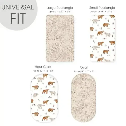 Stretch Ultra Soft Fitted Bassinet Sheet Set 2 Pack, Universal Fit for Bassinets Baby Cradle Moses Basket Oval Rectangle Mattress Safe and Snug, Stylish Bassinet Sheets of Sunny Bear Print - 5