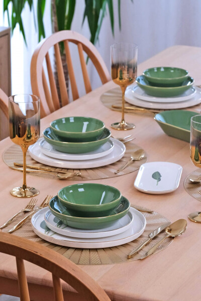 Strelitzia Gold-Gilded 27-Piece 6-Person Ceramic Dinner Set - 1