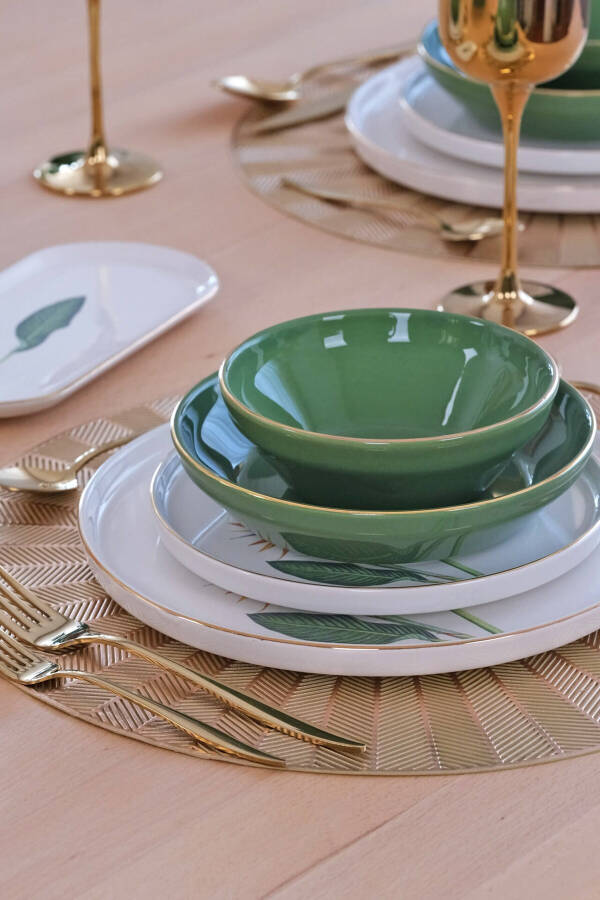 Strelitzia Gold-Gilded 27-Piece 6-Person Ceramic Dinner Set - 2