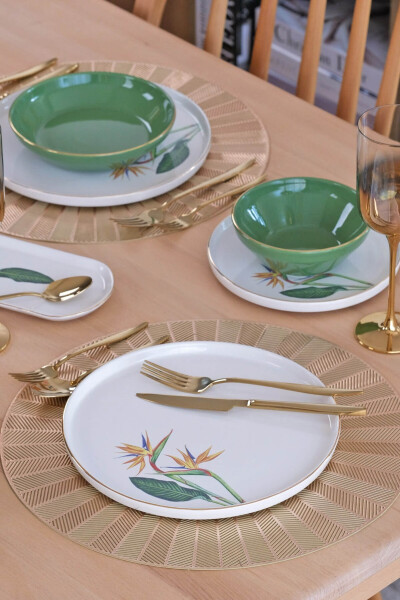 Strelitzia Gold-Gilded 27-Piece 6-Person Ceramic Dinner Set - 6