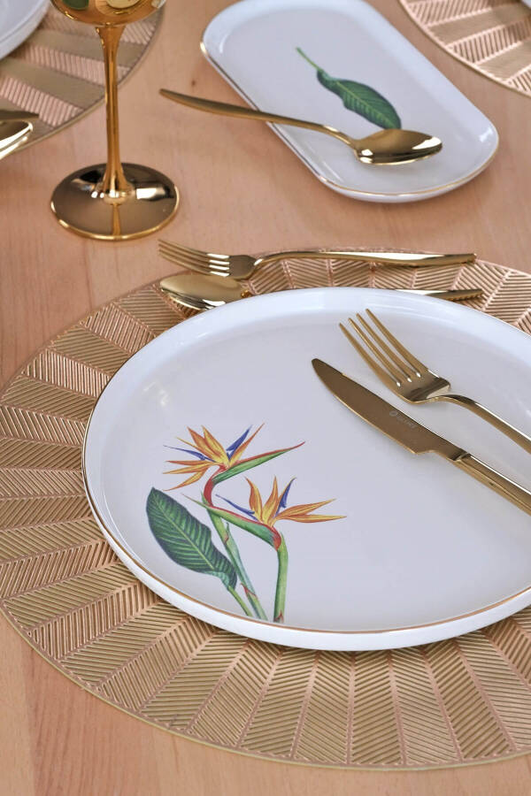 Strelitzia Gold-Gilded 27-Piece 6-Person Ceramic Dinner Set - 8