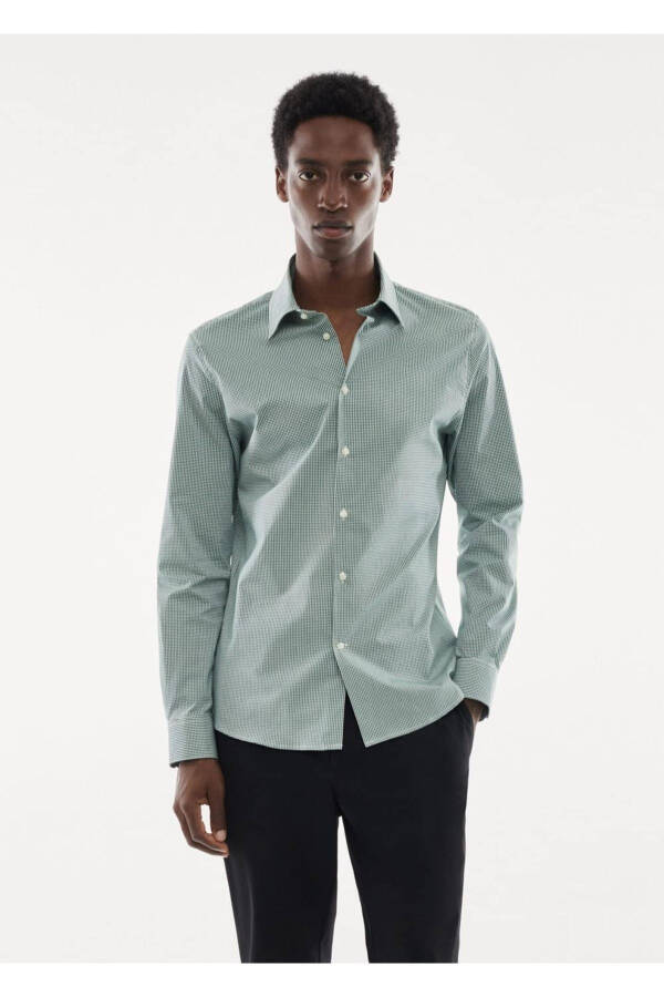 Stretch Fabric Micro Check Shirt - 1