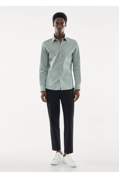 Stretch Fabric Micro Check Shirt - MANGO MAN (1)