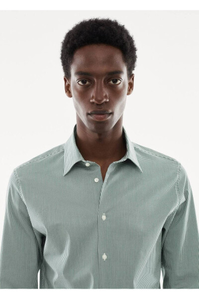 Stretch Fabric Micro Check Shirt - 5