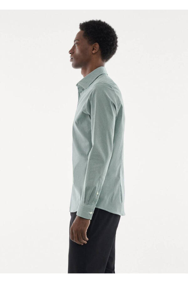 Stretch Fabric Micro Check Shirt - 7