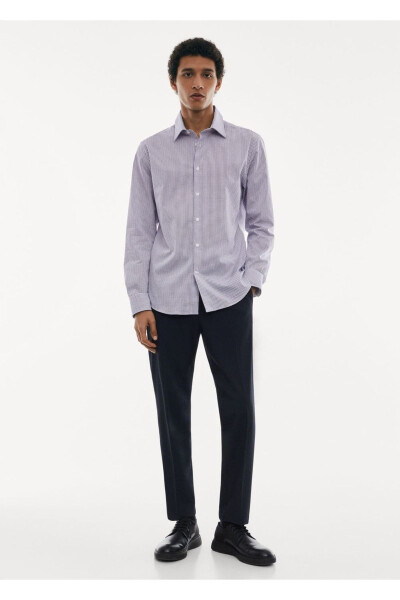 Stretch Fabric Micro Check Shirt - MANGO MAN (1)