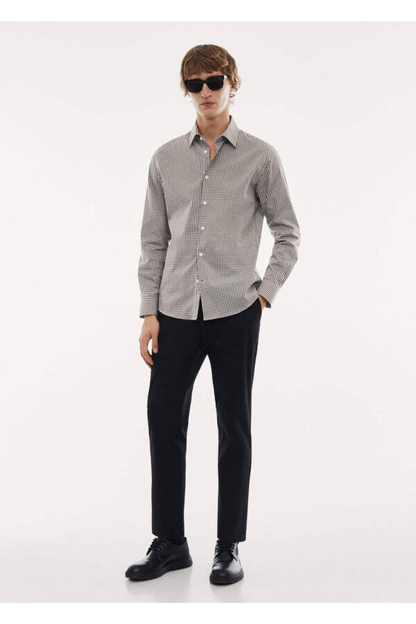 Stretch Fabric Micro Plaid Shirt - 2