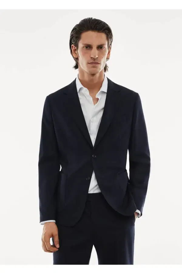 Stretch Pure Wool Blazer Jacket - 1