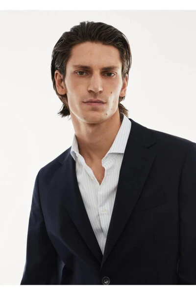 Stretch Pure Wool Blazer Jacket - 7