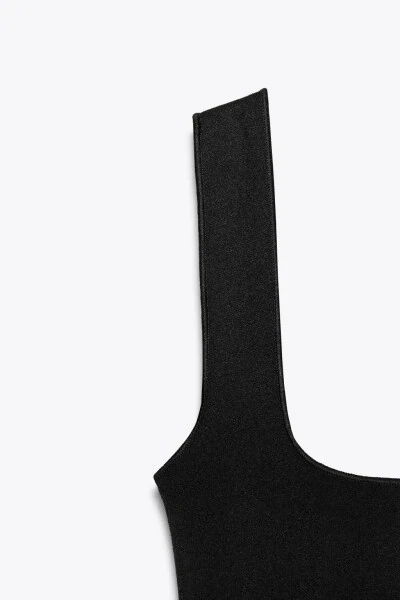 STRETCH SQUARE NECK DRESS-Black - 9