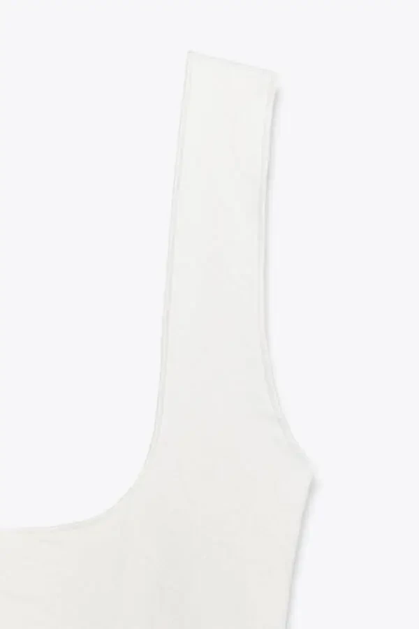 STRETCH SQUARE NECK DRESS-Off-white - 9