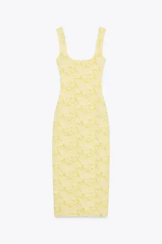 STRETCH SQUARE NECK DRESS-Yellow - 6