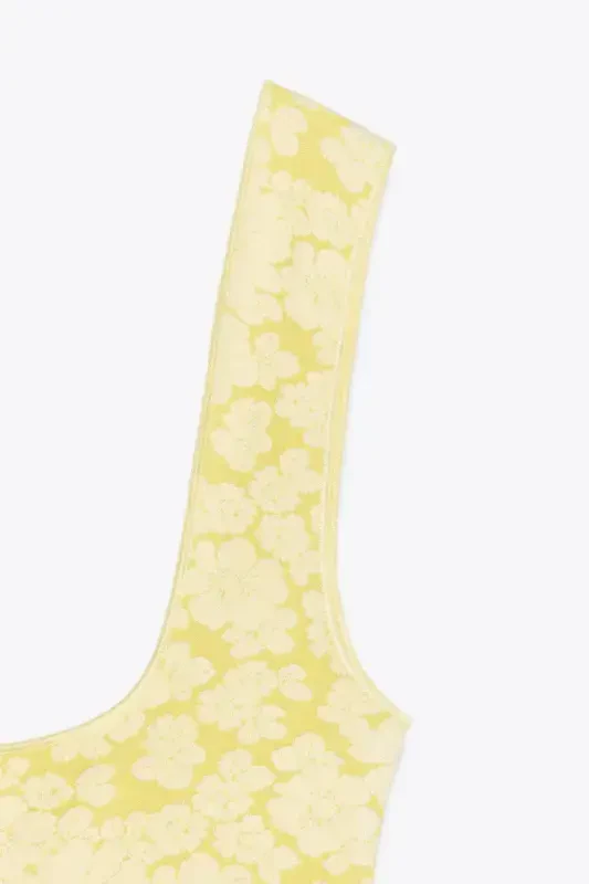 STRETCH SQUARE NECK DRESS-Yellow - 7