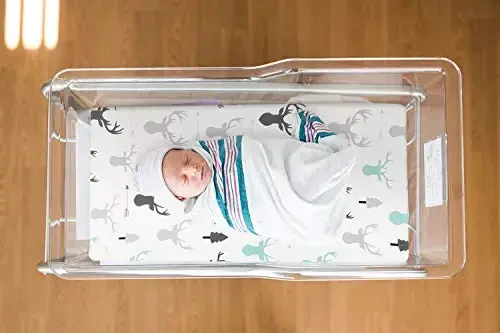 Stretch Ultra Soft Fitted Bassinet Sheet Set 2 Pack, Universal Cradle Sheet Set for Rectangle, Oval, or Hourglass Bassinet Pad/Mattress, Grey Bear Bassinet Sheets for Girls and Boys - 3