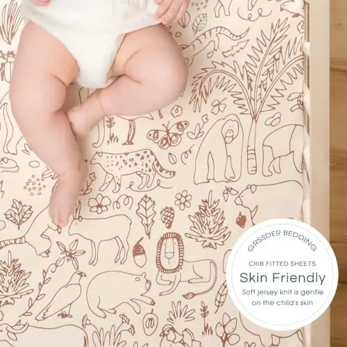 Stretch Ultra Soft Fitted Bassinet Sheet Set 2 Pack, Universal Fit for Bassinets Baby Cradle Moses Basket Oval Rectangle Mattress Safe and Snug, Stylish Bassinet Sheets of Sunny Bear Print - 5