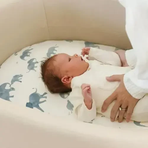 Stretchy Ultra Soft Fitted Bassinet Sheets Set 3 Pack, Universal Fit for Bassinets Baby Cradle Moses Basket Oval Rectangle Mattress Safe and Snug, Stylish Bassinet Sheet of Elephant Print - 5