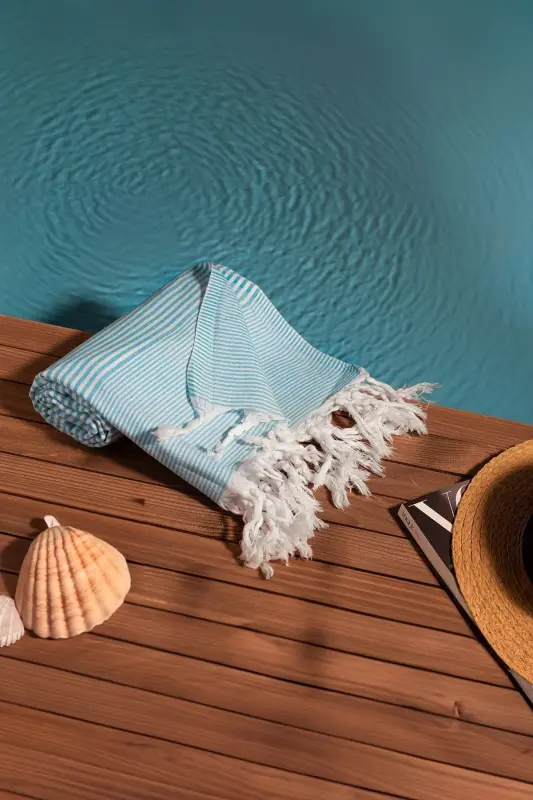 | Stripe | 100% Cotton Pestemal - TURQUOISE BLUE - SOLEY