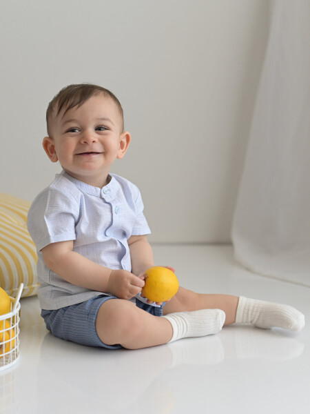 Striped Baby Boy Shirt and Shorts 2-Piece Set - 17