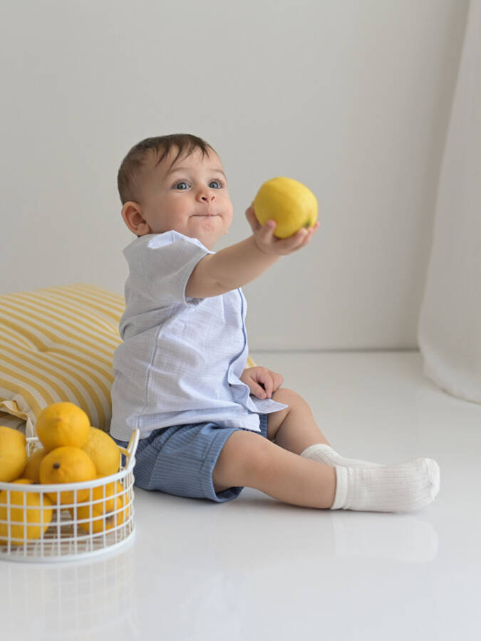 Striped Baby Boy Shirt and Shorts 2-Piece Set - 18