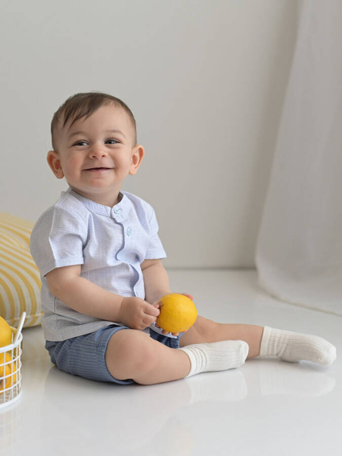 Striped Baby Boy Shirt and Shorts 2-Piece Set - 1