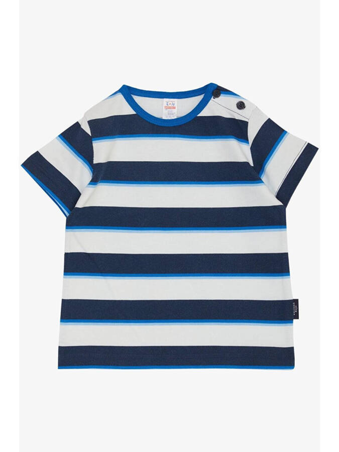 Striped Baby Boy T-Shirt with Polo Collar - 1