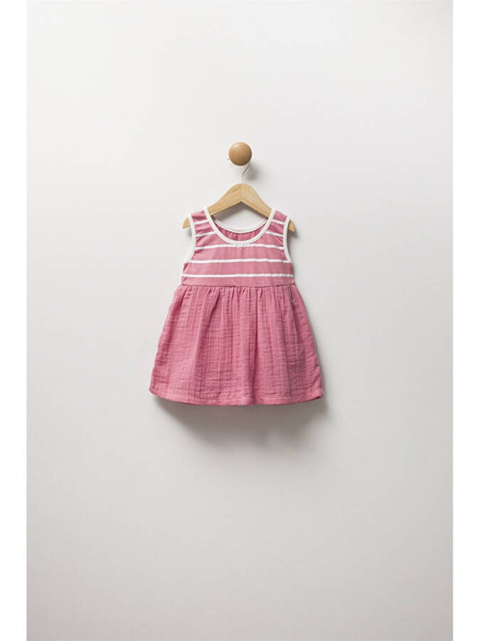 Striped Baby Girl Dress with Bike Collar - 4