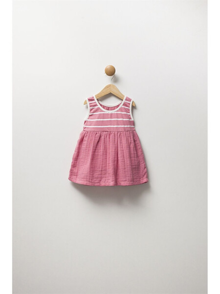 Striped Baby Girl Dress with Bike Collar - 1