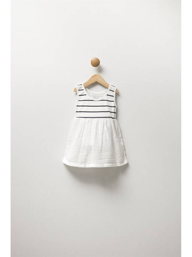 Striped Baby Girl Dress with Peter Pan Collar - 2