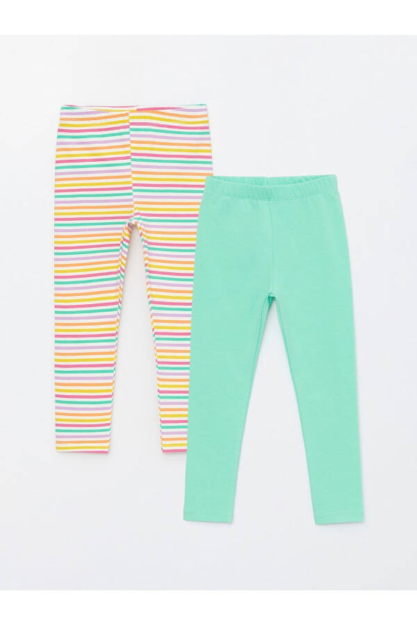 Striped Baby Girl Leggings with Elastic Waistband 2 Pack - 1
