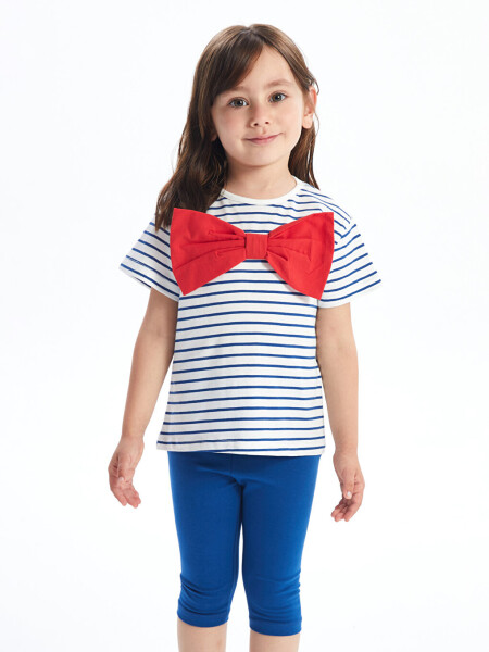 Striped Baby Girl T-shirt and Leggings Set with Bike Collar - 11