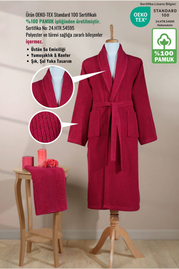 Striped Bathrobe Set 100% Certified Cotton, Unis - 2