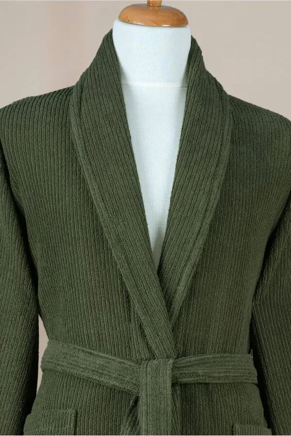 Striped Bathrobe Set 100% Cotton Certified 3 Pieces - 3