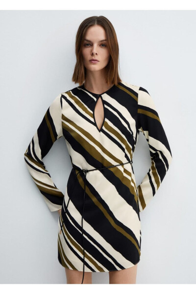 Striped belted dress - MANGO