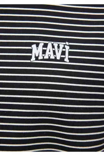 Striped Black Sweatshirt with Logo Print 1s10100-85143 - 8