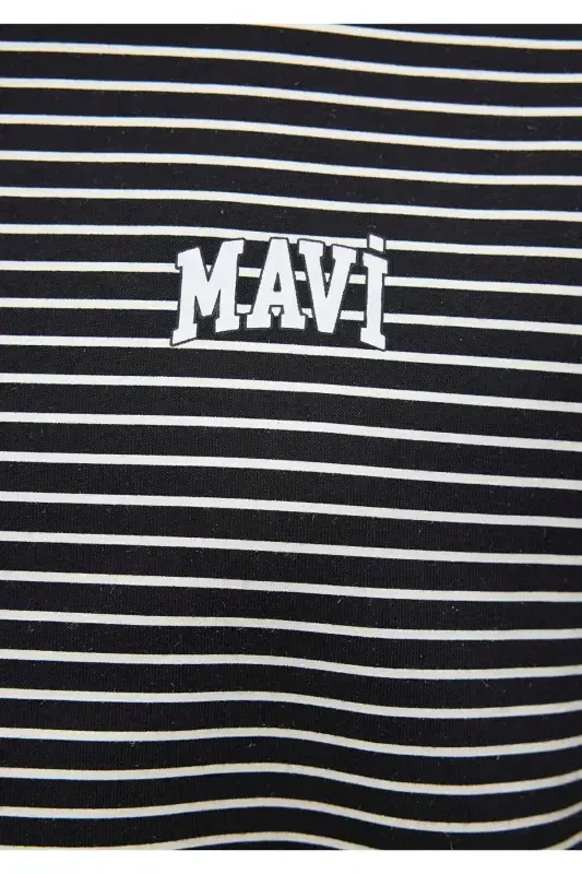 Striped Black Sweatshirt with Logo Print 1s10100-85143 - 8