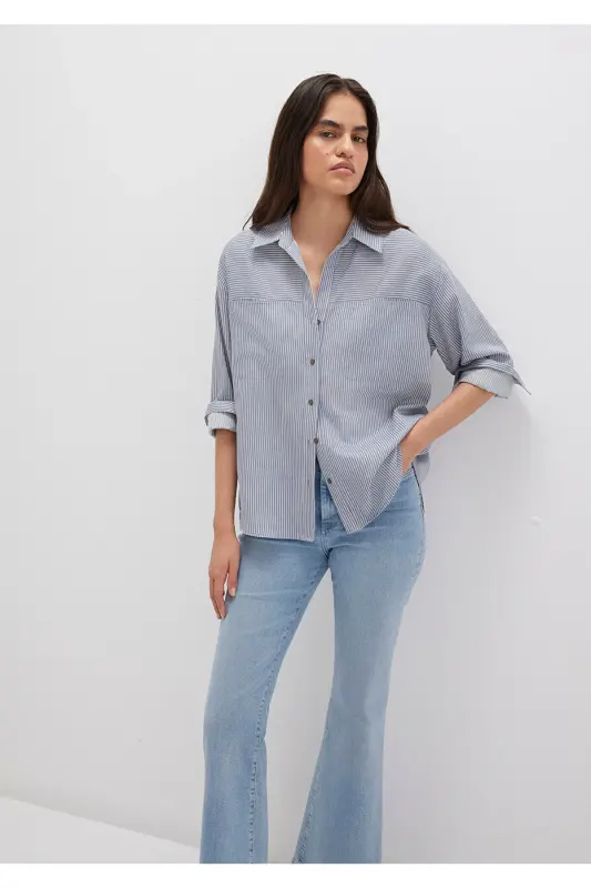 Striped Blue Shirt Oversize / Wide Cut 1211069 - 2