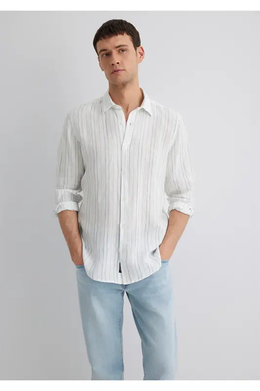 Striped Blue Shirt Regular Fit 021 - 1