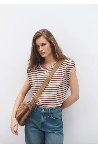 Striped Brown T-shirt Regular Fit - 1
