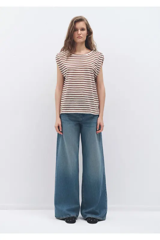 Striped Brown T-shirt Regular Fit - 2