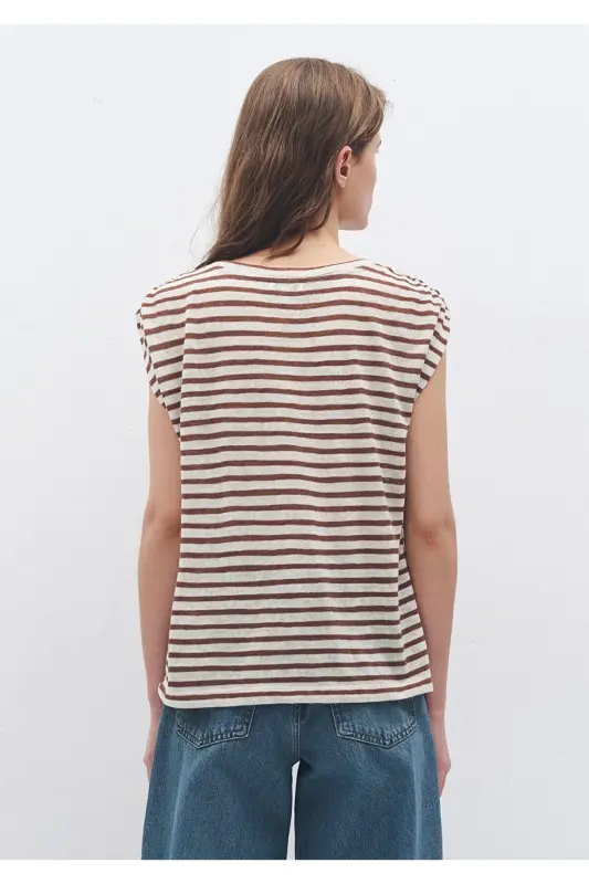 Striped Brown T-shirt Regular Fit - 3