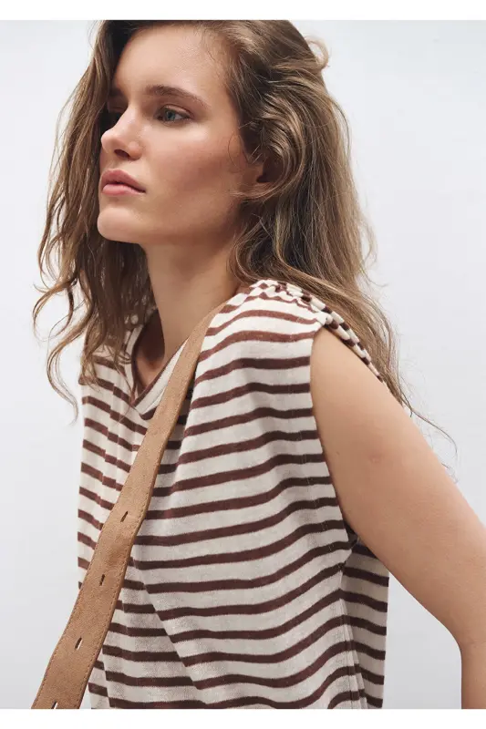 Striped Brown T-shirt Regular Fit - 5