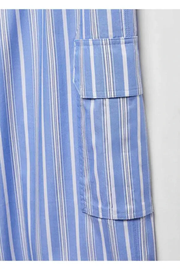 Striped Cotton Cargo Pants - 8