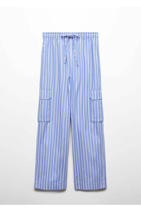 Striped Cotton Cargo Pants - 3