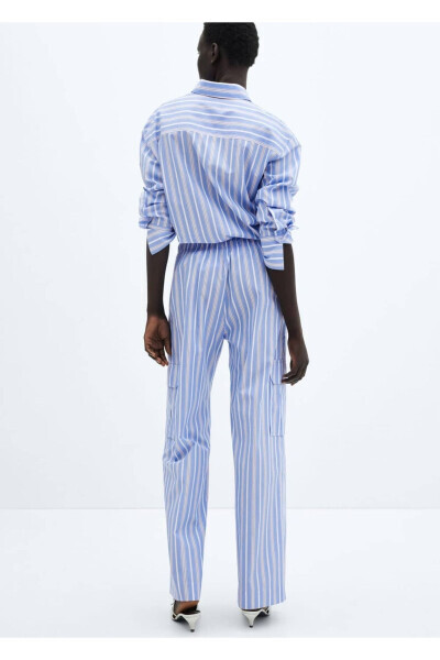 Striped Cotton Cargo Pants - 4