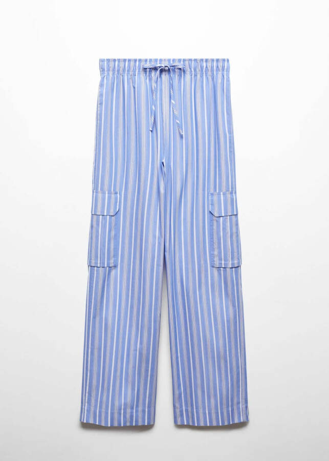 Striped Cotton Cargo Pants - 10