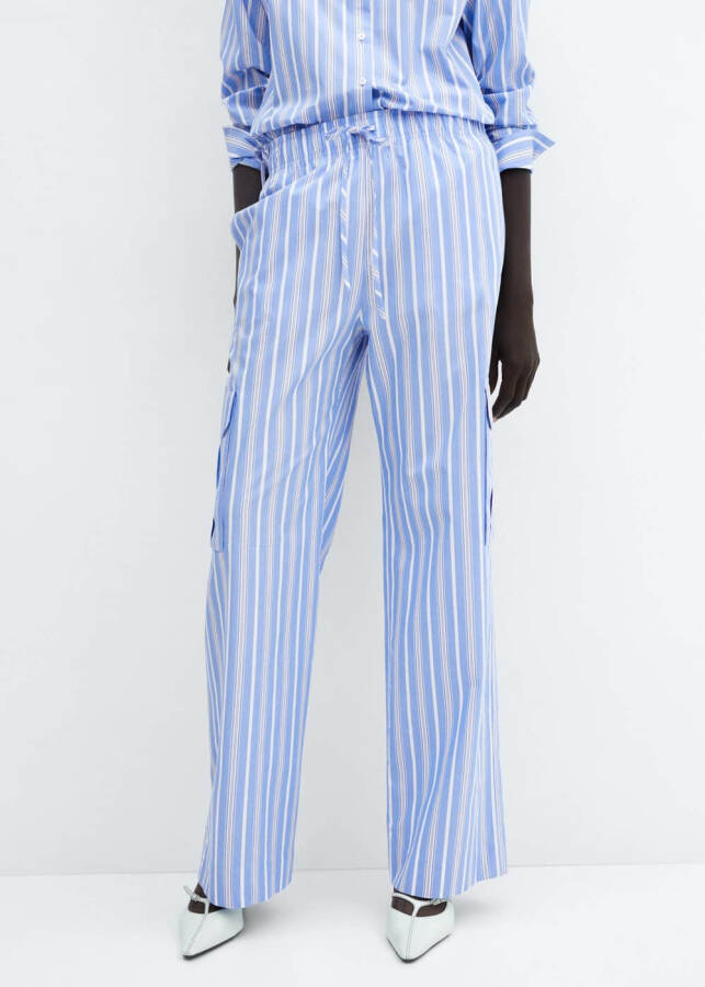 Striped Cotton Cargo Pants - 11