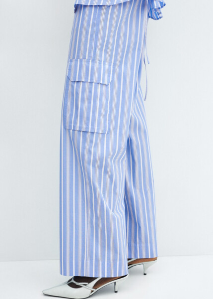 Striped Cotton Cargo Pants - 1