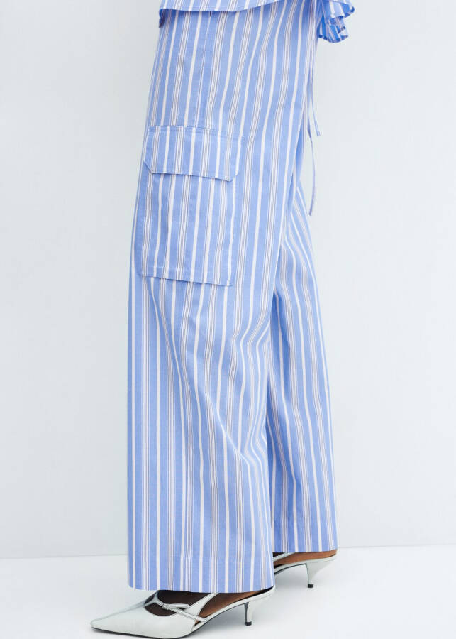 Striped Cotton Cargo Pants - 1