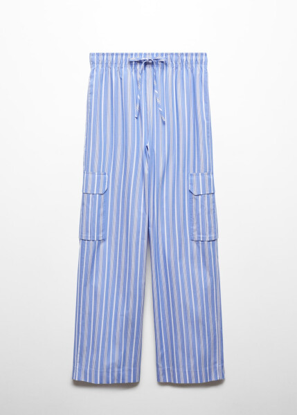 Striped Cotton Cargo Pants - 2